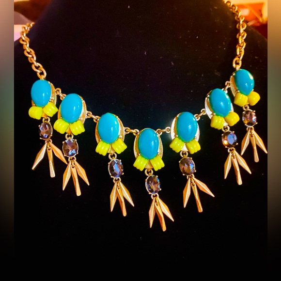 Bundle/lot of 2 J. Crew statement necklaces feather spikes colorful maximalist - Picture 4 of 7